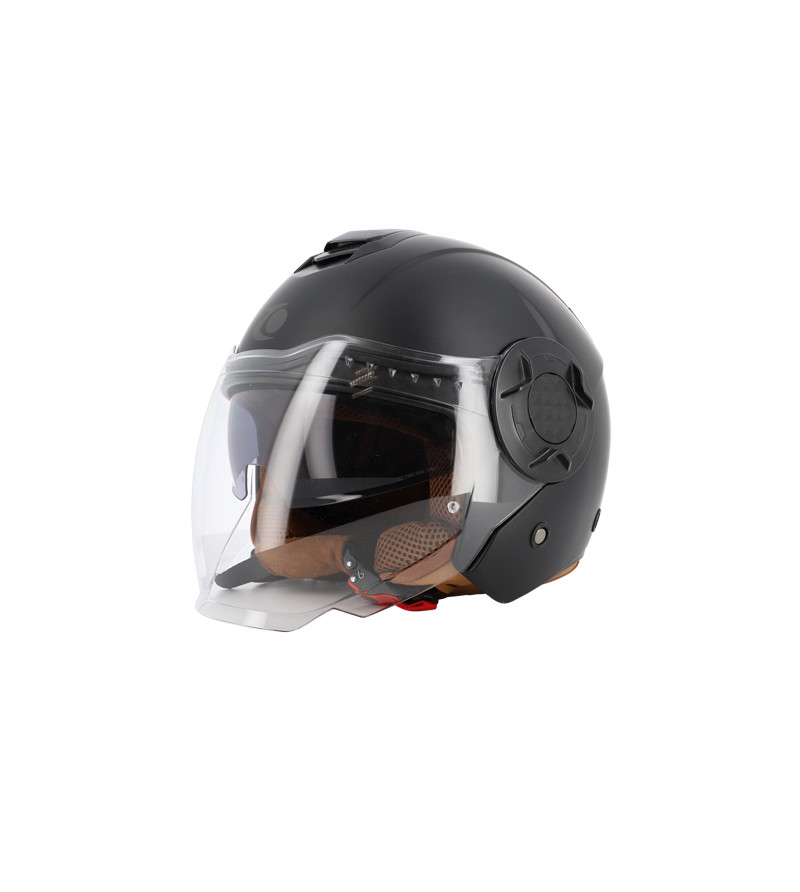 CASQUE JET TRENDY JT-406 DV NOIR MAT/MARRON T5 3-54 XS - CE 22-06