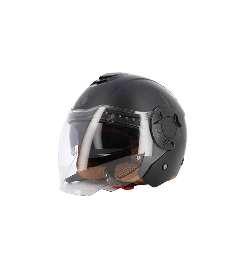 CASQUE JET TRENDY JT-406 DV NOIR MAT/MARRON T5 7-58 M - CE 22-06