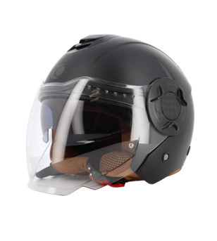 CASQUE JET TRENDY JT-406 DV NOIR MAT/MARRON T5 9-60 L - CE 22-06