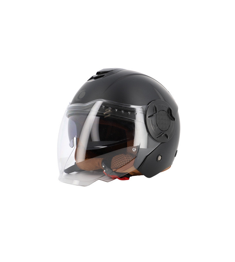 CASQUE JET TRENDY JT-406 DV NOIR MAT/MARRON T5 9-60 L - CE 22-06