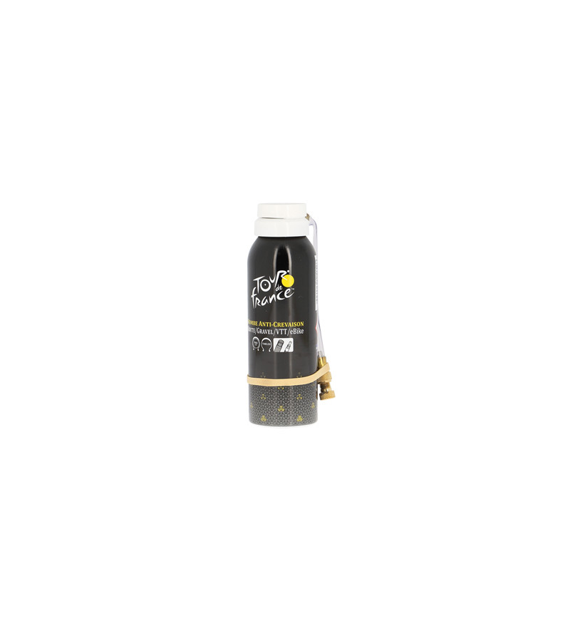 BOMBE ANTI-CREVAISON VELO TOUR DE FRANCE 125ML (RACCORD FLEXIBLE VP/VS)