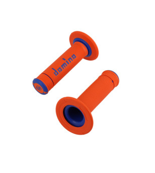 REVETEMENT/POIGNEE DOMINO A190 CROSS/ENDURO ORANGE/BLEU (PR) 120MM