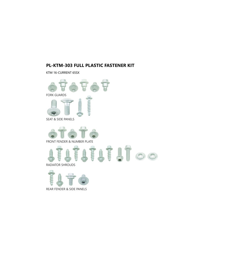 KIT VISSERIE PLASTIQUE UFO ADAPT. KTM SX 65 16-21