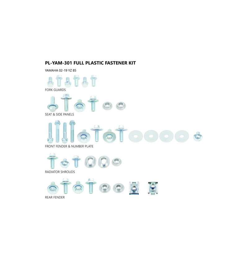 KIT VISSERIE PLASTIQUE UFO ADAPT. YAMAHA YZ 85 02-21