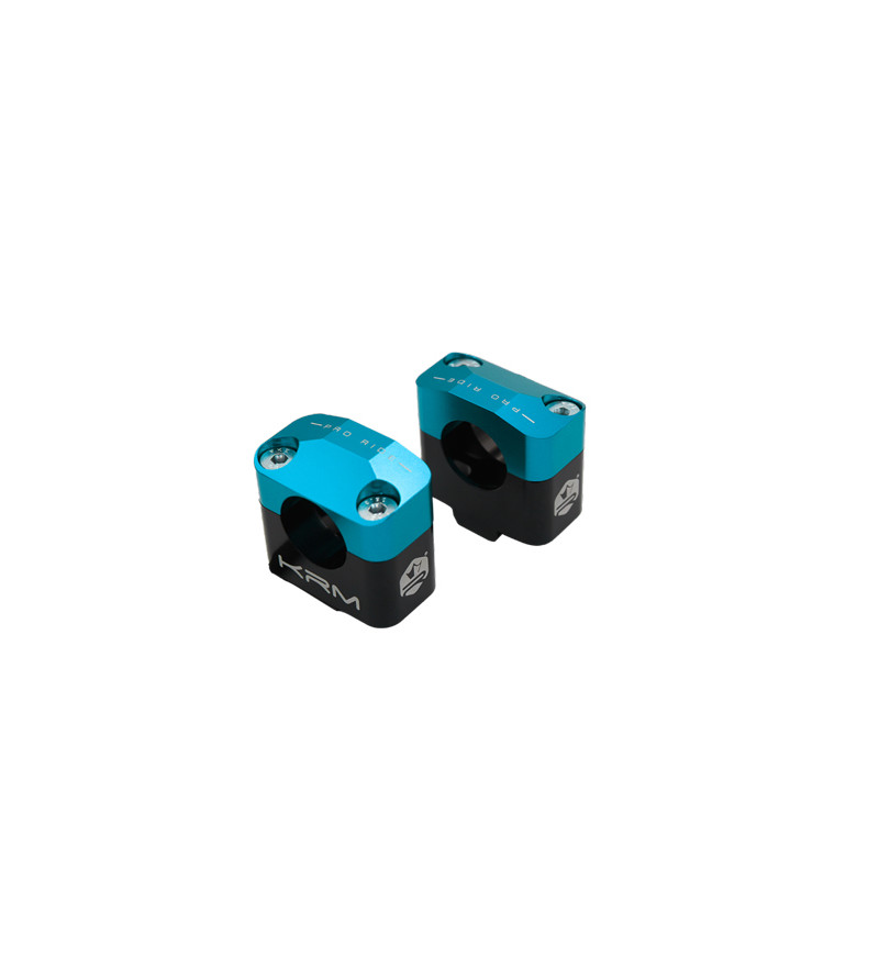 SURPONTETS/RIGIDIFICATEURS MECABOITE KRM PRO RIDE ALU POUR GUIDON 28.6MM - NOIR/TURQUOISE