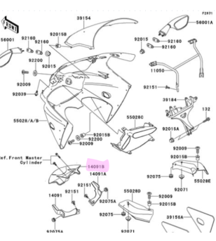 Cache/Carénage plastique avant Ninja ZX6R/ZX9R origine KAWASAKI Accueil sur le site du spécialiste des deux roues O-TAKET.COM