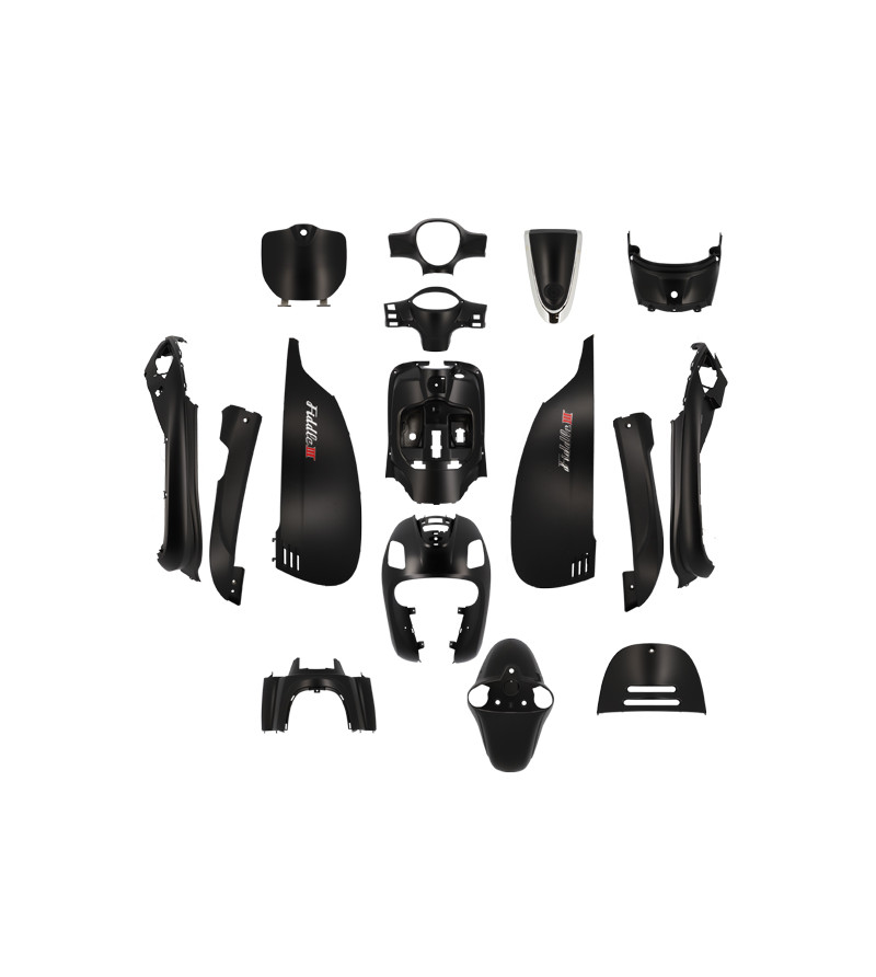 CARROSSERIE SCOOTER TUN'R KIT ADAPT. SYM FIDDLE 3 50/125 2014-2020 NOIR MAT (PEINT) (16 P