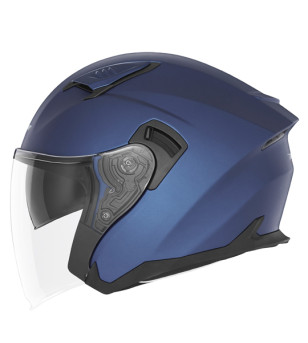 CASQUE JET DOUBLE ECRAN NOX N130 BLEU MAT  METALISE T53-54 XS - CE 22.06