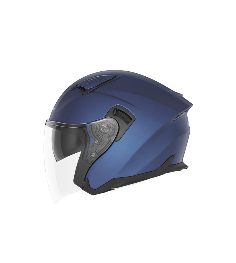CASQUE JET DOUBLE ECRAN NOX N130 BLEU MAT  METALISE T53-54 XS - CE 22.06