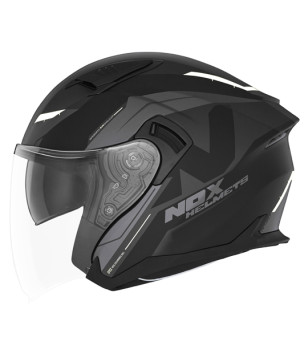 CASQUE JET DOUBLE ECRAN NOX N130 KLINT NOIR MAT BLANC T53-54 XS - CE 22.06