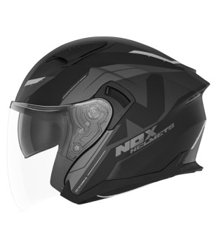 CASQUE JET DOUBLE ECRAN NOX N130 KLINT NOIR MAT TITANIUM T53-54 XS - CE 22.06