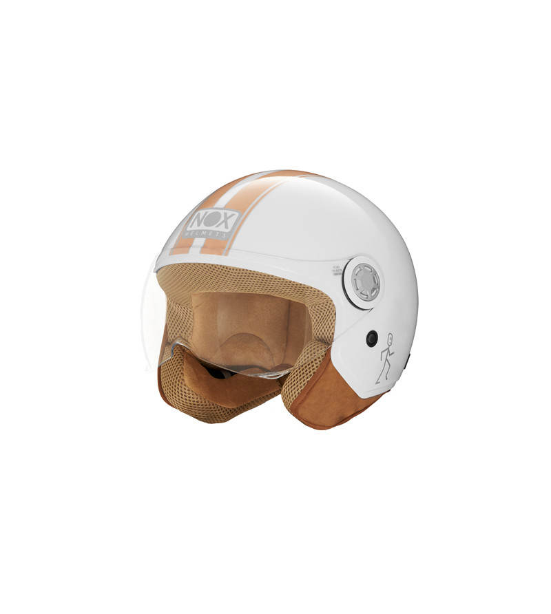 CASQUE JET NOX N 210 EVO BLANC ORANGE PASTEL T53-54 XS - CE 22.06