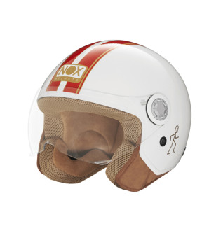 CASQUE JET NOX N210 EVO BLANC ROUGET 53-54 XS - CE 22.06