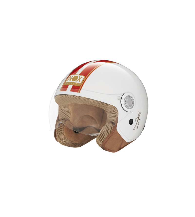 CASQUE JET NOX N210 EVO BLANC ROUGET59-60 L - CE 22.06
