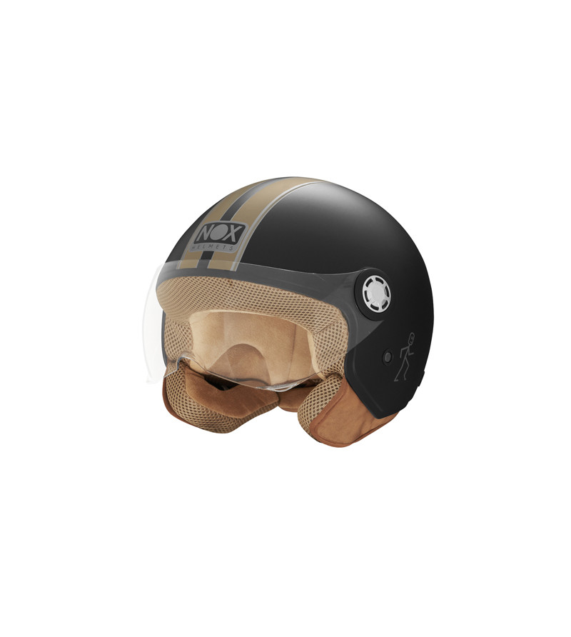 CASQUE JET NOX N 210 EVO NOIR MAT OR T59-60 L - CE 22.06