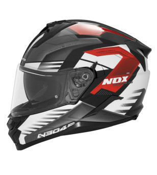 CASQUE INTEGRAL DOUBLE ECRAN  NOX N304S CARVER BLANC ROUGE T53-54 XS -CE 22.06