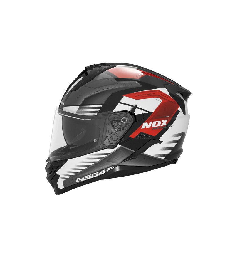CASQUE INTEGRAL DOUBLE ECRAN  NOX N304S CARVER BLANC ROUGE T59-60 L -CE 22.06