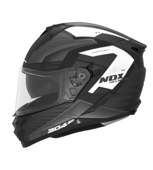 CASQUE INTEGRAL DOUBLE ECRAN  NOX N304S CARVER NOIR MAT BLANC T53-54 XS - CE 22.06