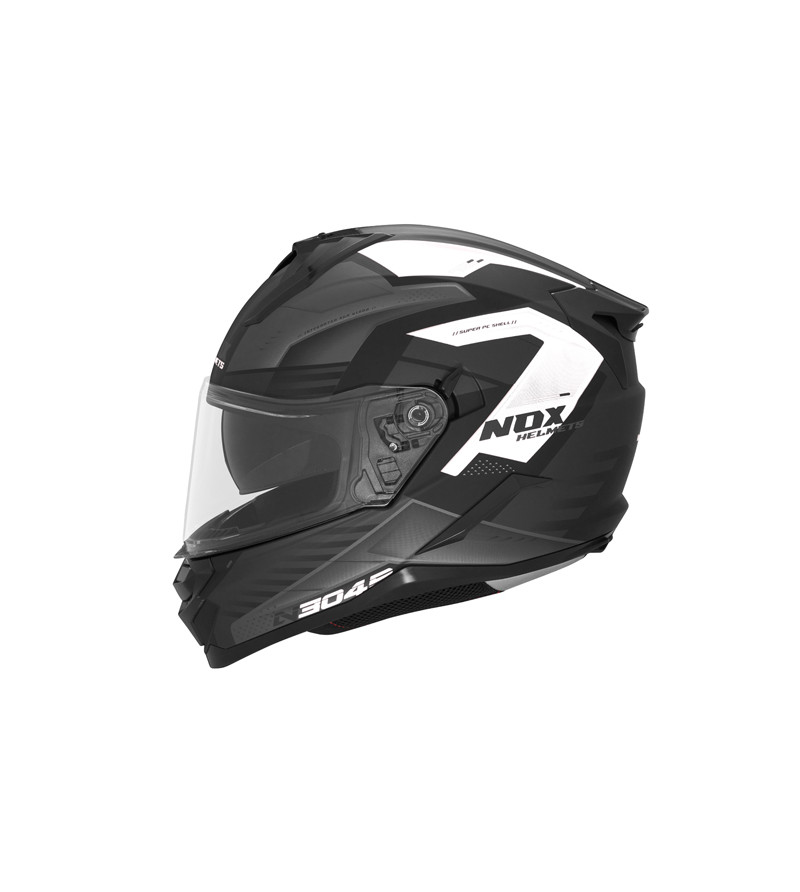 CASQUE INTEGRAL DOUBLE ECRAN  NOX N304S CARVER NOIR MAT BLANC T63-64 XXL - CE 22.06