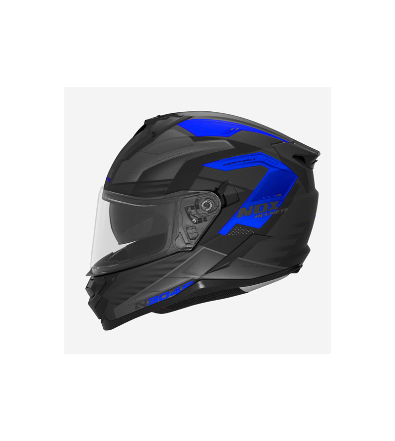 CASQUE INTEGRAL DOUBLE ECRAN  NOX N304S CARVER NOIR MAT BLEU T63-64 XXL - CE 22.06