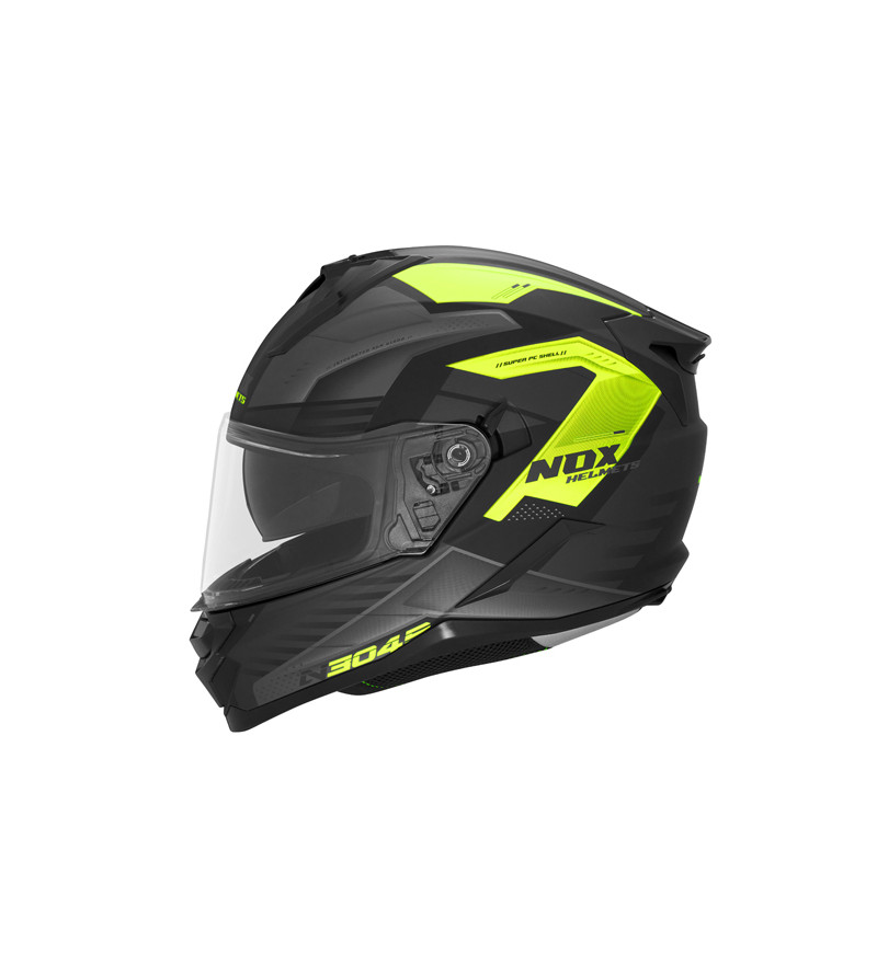CASQUE INTEGRAL DOUBLE ECRAN  NOX N304S CARVER NOIR MAT JAUNE T53-54 XS - CE 22.06