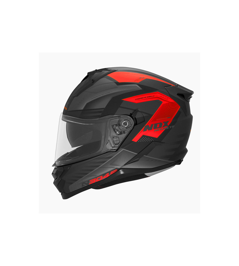CASQUE INTEGRAL DOUBLE ECRAN  NOX N304S CARVER NOIR MAT ROUGE T59-60 L- CE 22.06
