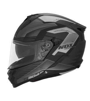 CASQUE INTEGRAL DOUBLE ECRAN  NOX N304S CARVER NOIR MAT TITANIUM T53-54 XS - CE 22.06