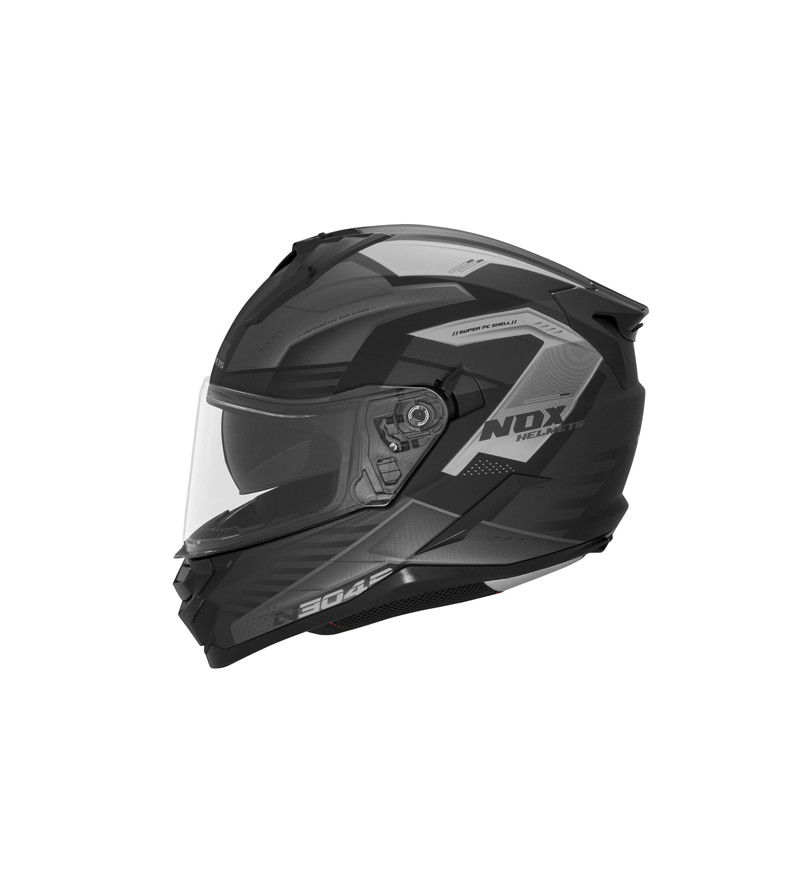 CASQUE INTEGRAL DOUBLE ECRAN  NOX N304S CARVER NOIR MAT TITANIUM T61-62 XL - CE 22.06