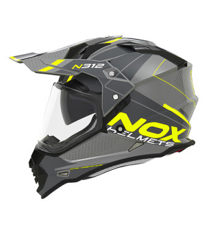 CASQUE CROSS DOUBLE ECRAN NOX N312DRONE NARDO JAUNE T55-56 S - CE 22.06