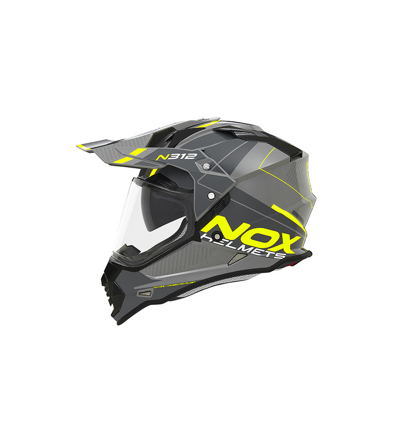 CASQUE CROSS DOUBLE ECRAN NOX N312DRONE NARDO JAUNE T55-56 S - CE 22.06