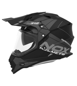 CASQUE CROSS DOUBLE ECRAN NOX N312DRONE NOIR MAT TITANIUM T53-54 XS -CE 22.06