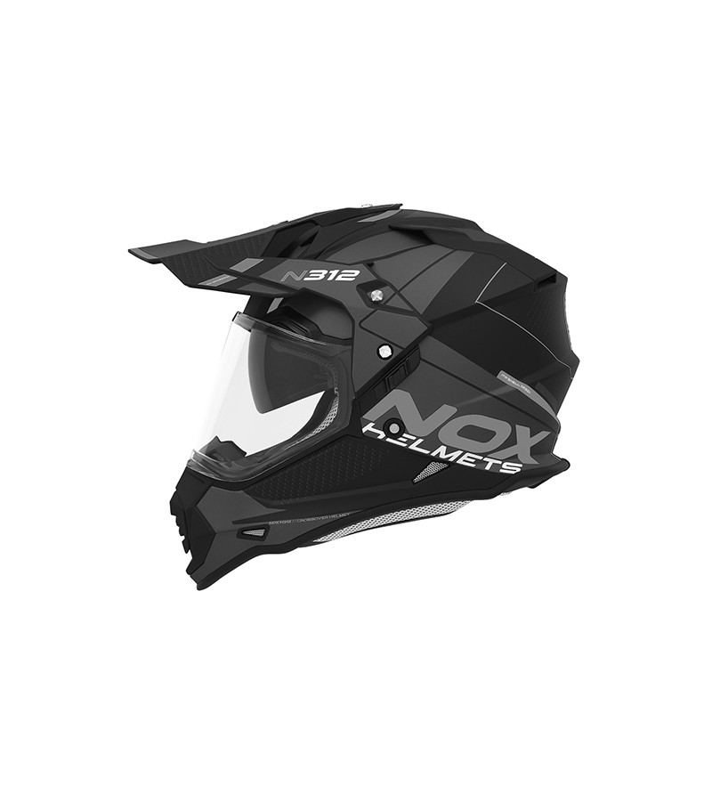 CASQUE CROSS DOUBLE ECRAN NOX N312DRONE NOIR MAT TITANIUM T55-56 S -CE 22.06