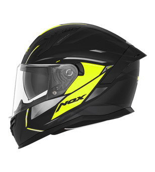 CASQUE INTEGRAL DOUBLE ECRAN  NOX N401 XENO NOIR MAT JAUNE T53-54 XS -CE 22.06