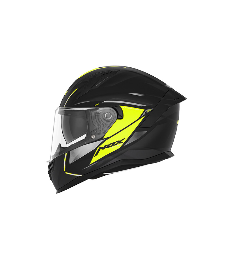 CASQUE INTEGRAL DOUBLE ECRAN  NOX N401 XENO NOIR MAT JAUNE T53-54 XS -CE 22.06