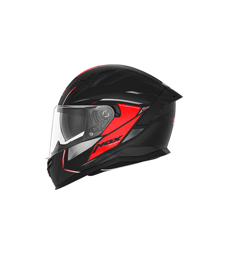 CASQUE INTEGRAL DOUBLE ECRAN  NOX N401 XENO NOIR MAT ROUGE T59-60 L - CE 22.06