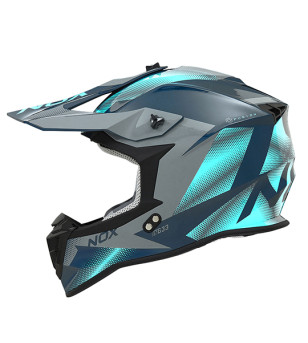 CASQUE CROSS NOX N633 FUSION GRIS NARDO IRRIDIUM BLEU T61-62 XL - CE 22.06