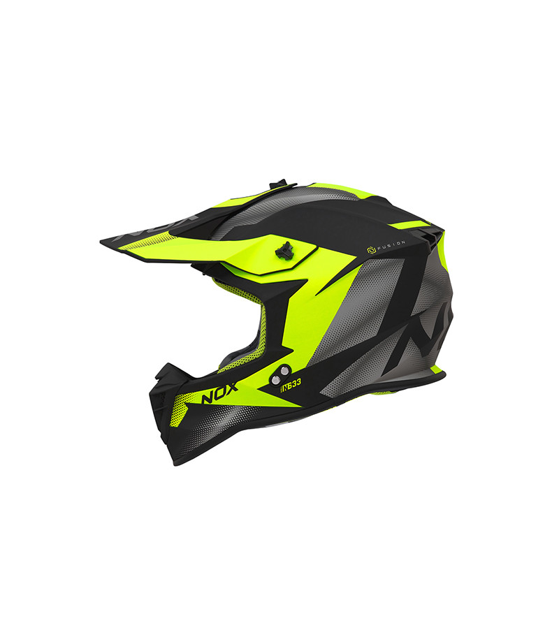 CASQUE CROSS NOX N633 FUSION NOIR MAT JAUNE T55-56 S - CE 22.06