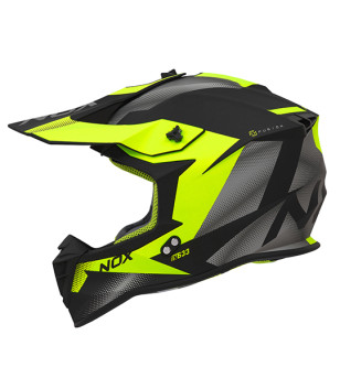 CASQUE CROSS NOX N633 FUSION NOIR MAT JAUNE T57-58 M - CE 22.06