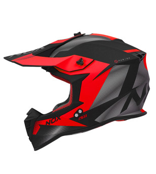 CASQUE CROSS NOX N633 FUSION NOIR MAT ROUGE T53-54 XS - CE 22.06