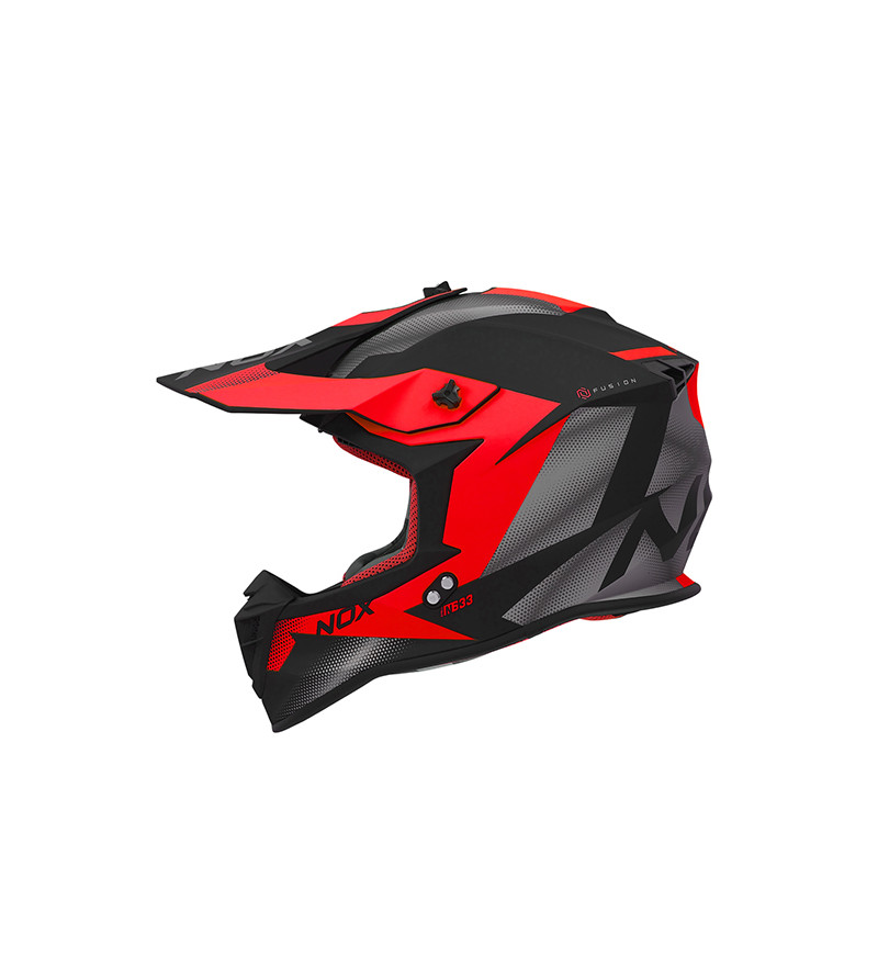 CASQUE CROSS NOX N633 FUSION NOIR MAT ROUGE T57-58 M - CE 22.06