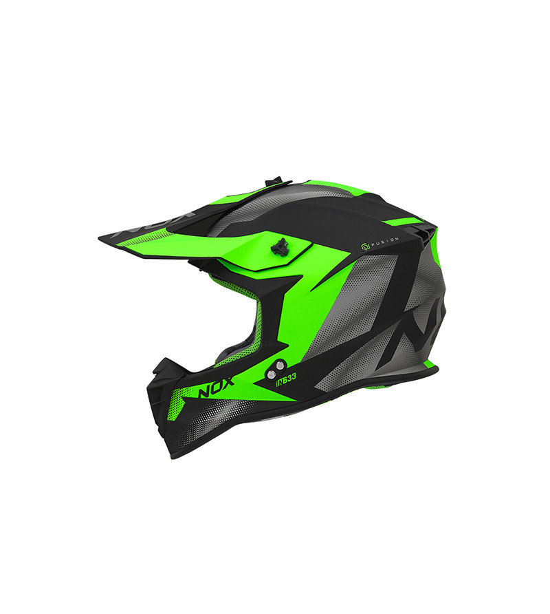 CASQUE CROSS NOX N633 FUSION NOIR MAT VERT T59-60 L - CE 22.06