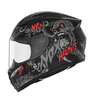 CASQUE INTEGRAL NOX ENFANT N731 ZUMBI NOIR MAT ROUGE T49-50 YM - CE 22.06