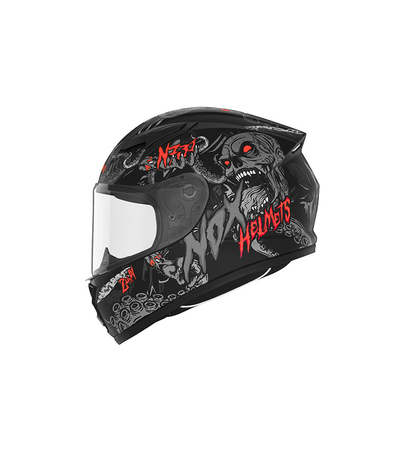 CASQUE INTEGRAL NOX ENFANT N731 ZUMBI NOIR MAT ROUGE T49-50 YM - CE 22.06