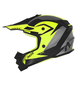 CASQUE CROSS NOX ENFANT N761 FUSION NOIR MAT JAUNE FLUO T55-56 YXXL - CE 22.06