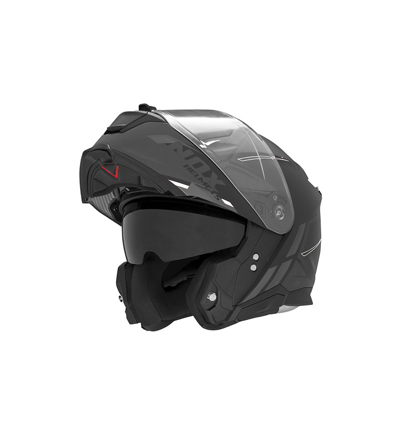 CASQUE MODULABLE NOX N967 SYNCHRO NOIR MAT BLANC T57-58 M - CE 22.06