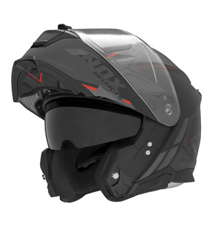 CASQUE MODULABLE NOX N967 SYNCHRO NOIR MAT ROUGE T53-54 XS - CE 22.06