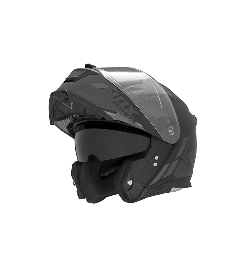 CASQUE MODULABLE NOX N967 SYNCHRO NOIR MAT TITANIUM T59-60 L - CE 22.06