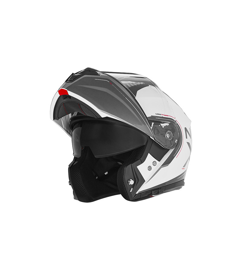 CASQUE MODULABLE NOX N968 TOMAK BLANC ROUGE T53-54 XS - CE 22.06