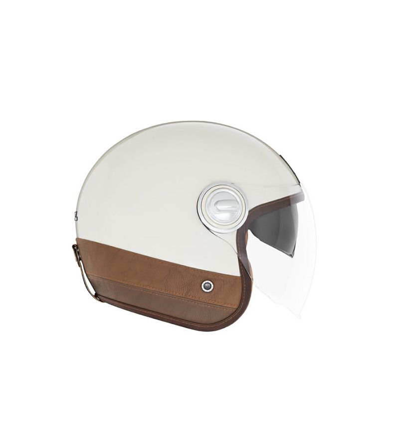 CASQUE JET NOX PREMIUM HERITAGE CREME CUIR MARRON T53-54 XS - CE 22.06