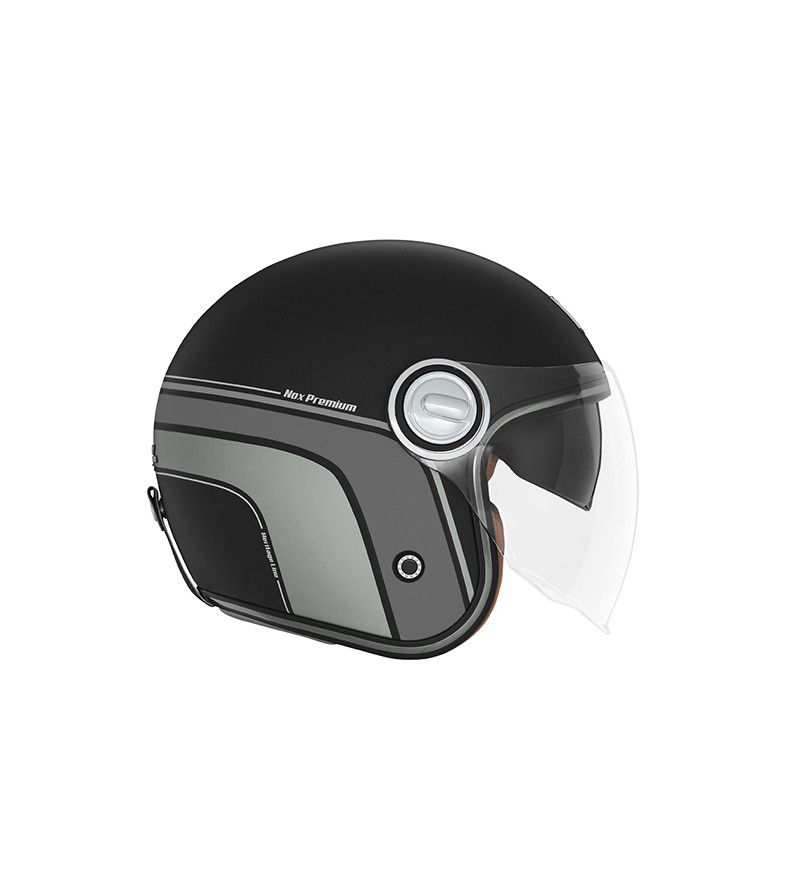 CASQUE JET NOX PREMIUM HERITAGE LINE NOIR MAT TITANIUM T59-60 L - CE 22.06